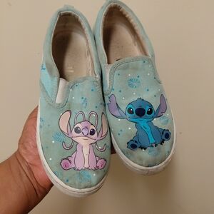 Disney Stitch & Angel Light Blue Slip-On Kids Sneakers